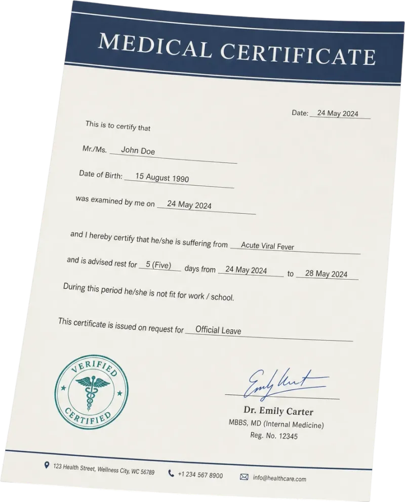 A medical certificate document