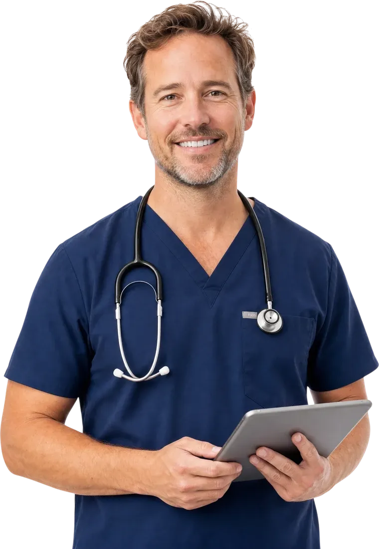 An Australian GP holding a tablet
