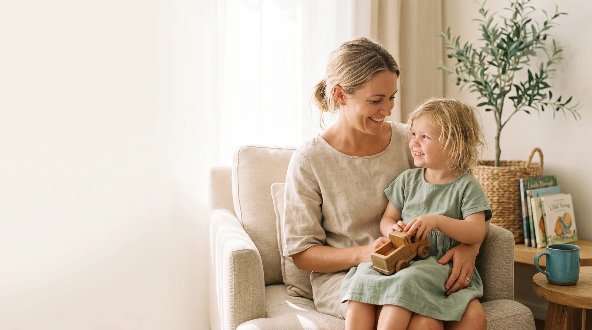 An Australian mother and her young child at home