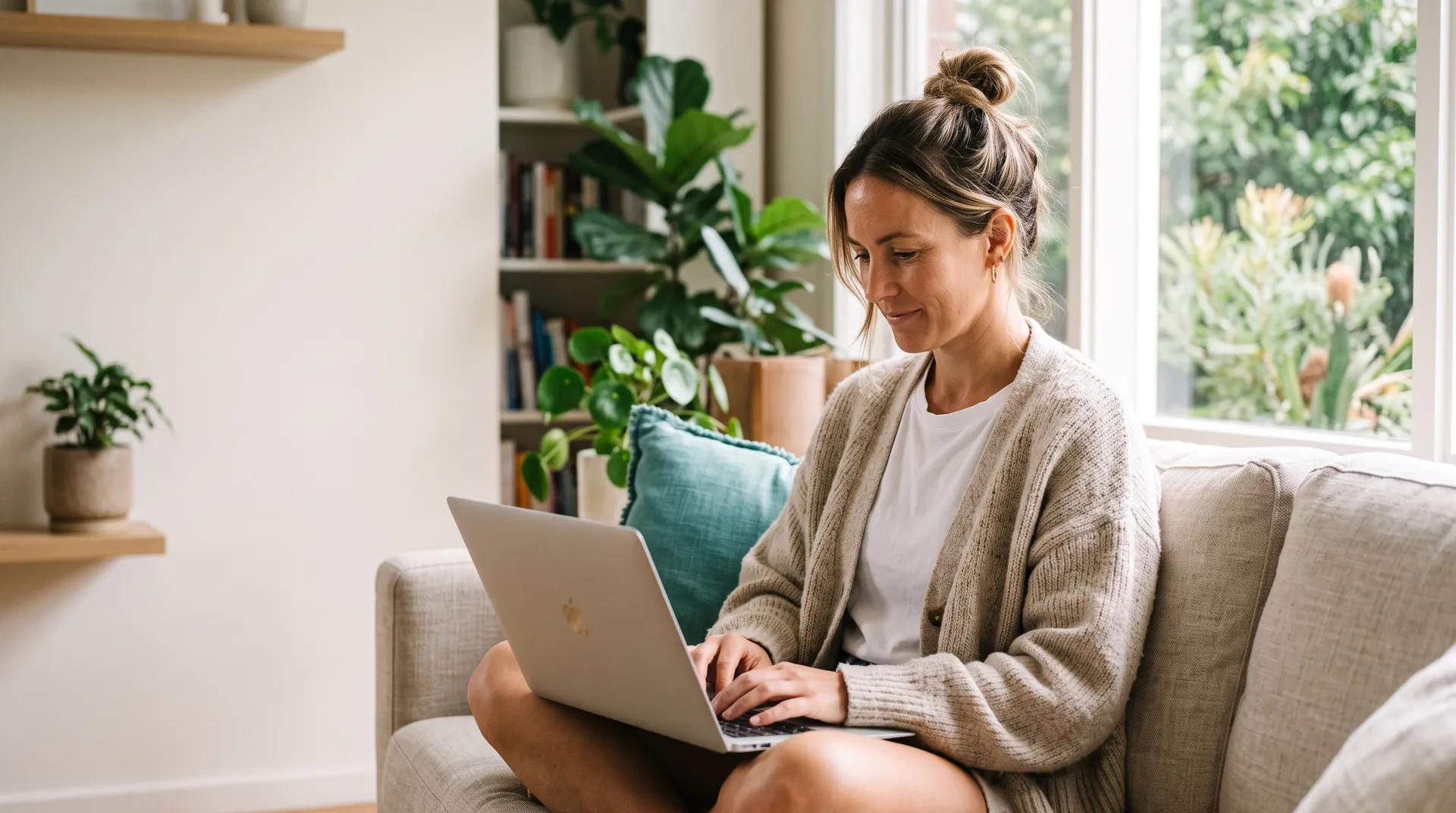 A woman at home during a telehealth consultation