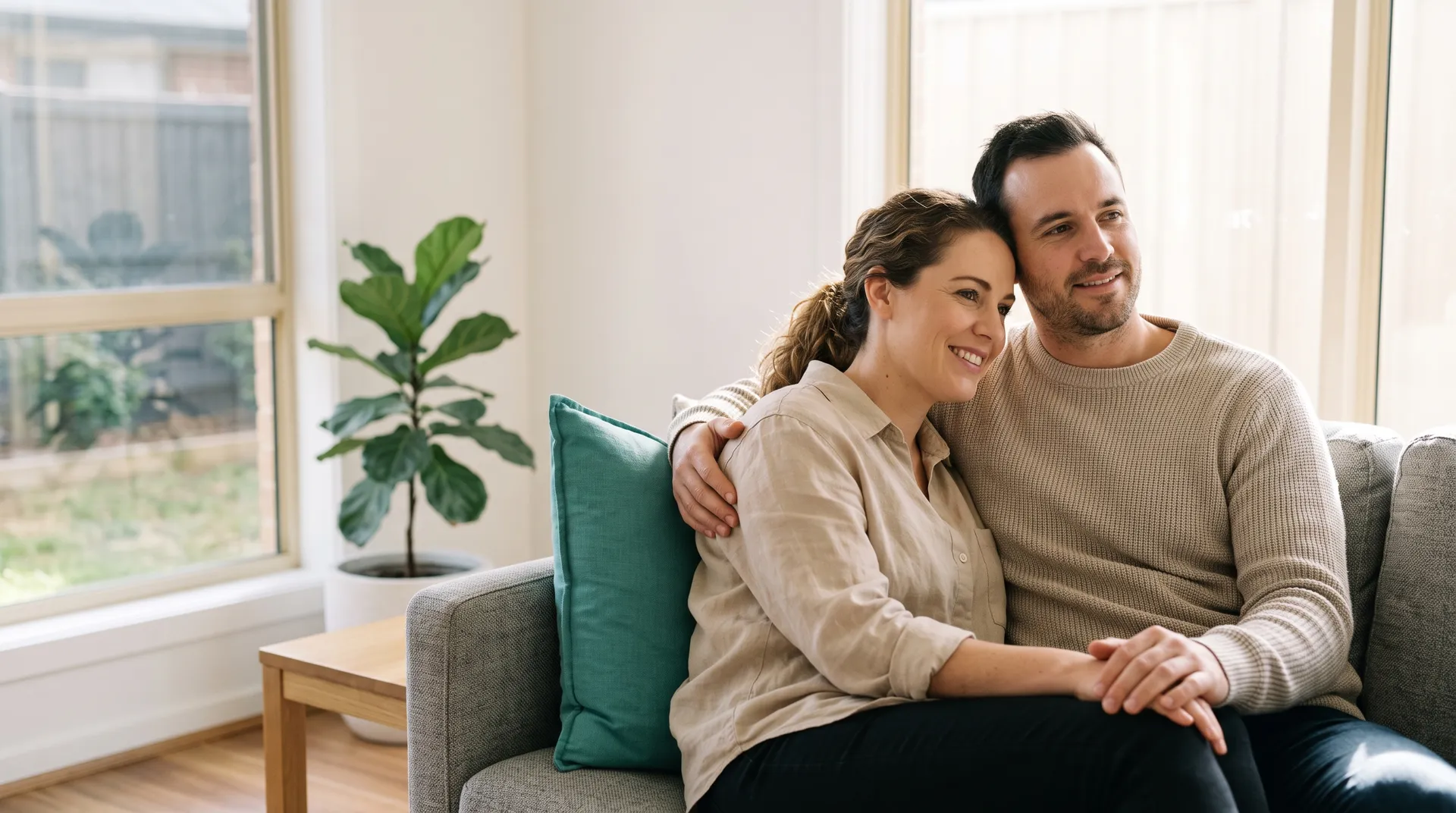 An Australian couple relaxed together at home