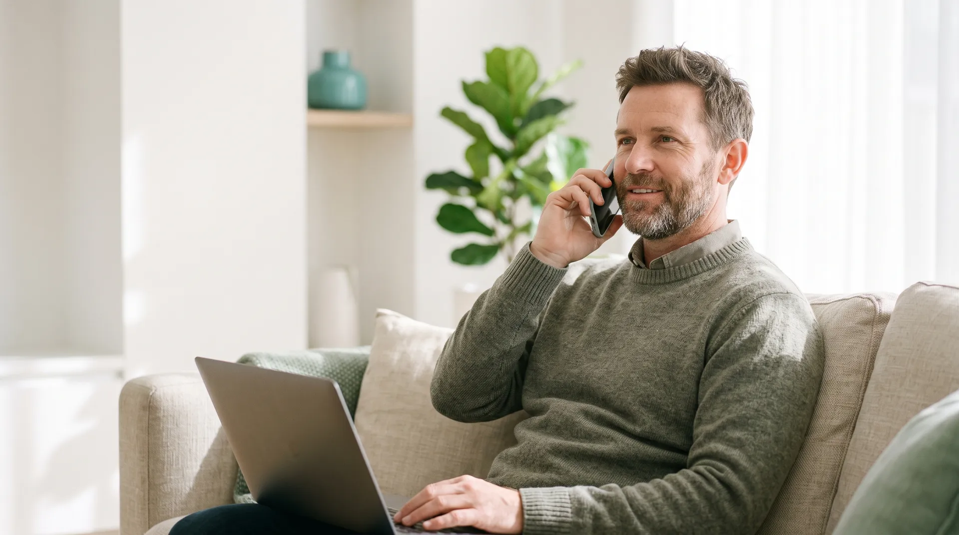 An Australian woman at home discussing a referral to another doctor during a telehealth consultation